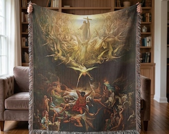 Triumph of Christianity Woven Cotton Throw Blanket - Gustave Dore Wall Tapestry & Christian Decor
