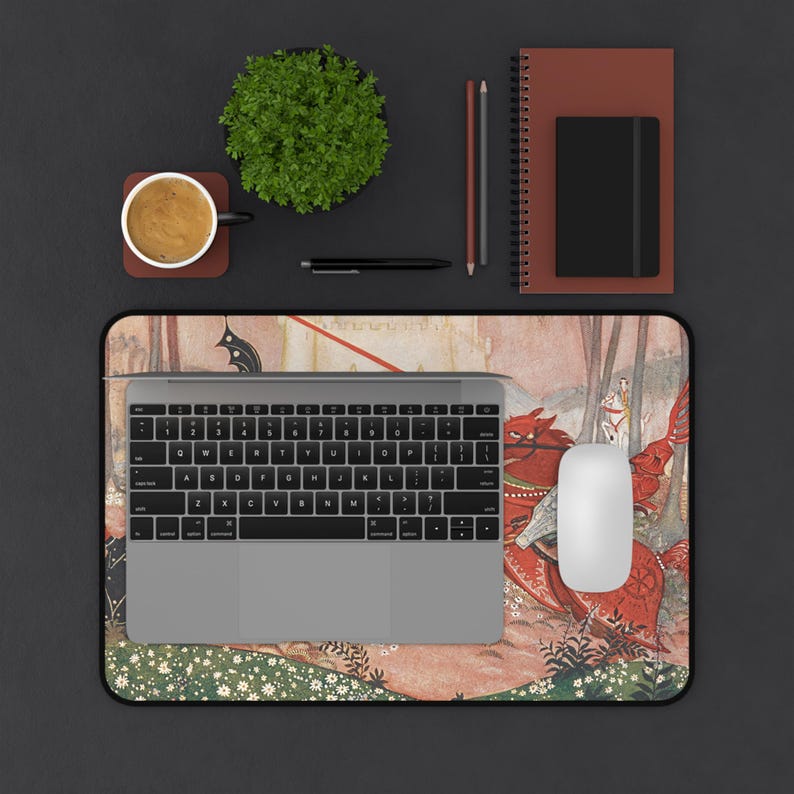 King Arthur: A Knightly Joust Neoprene Desk Mat & Mouse Pad - Arthurian Art Nouveau image 5