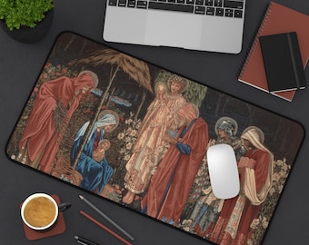 Adoration of Magi Desk Mat - Vintage Christian Art Mousepad