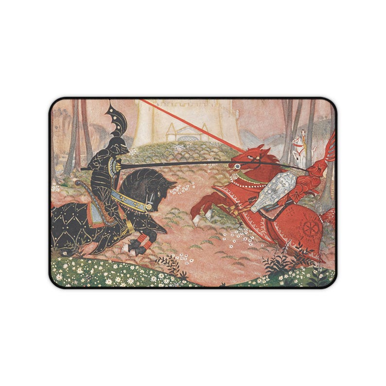 King Arthur: A Knightly Joust Neoprene Desk Mat & Mouse Pad - Arthurian Art Nouveau image 2