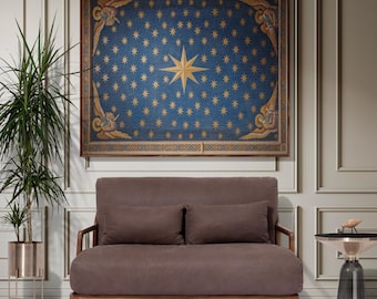 Byzantine Angels & Stars Woven Blanket - Galla Placidia Cupola Inspired Tapestry