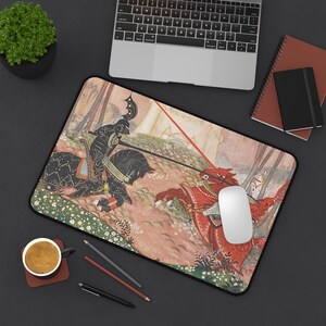 King Arthur: A Knightly Joust Neoprene Desk Mat & Mouse Pad - Arthurian Art Nouveau 12" × 18"
