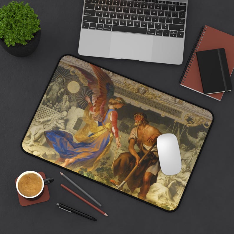 Angel and Farmer (Divine Grace on Human Works) Neoprene Desk Mat - Vatican - Ludwig Seitz image 8