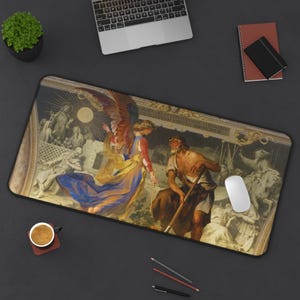 Angel and Farmer (Divine Grace on Human Works) Neoprene Desk Mat - Vatican - Ludwig Seitz image 1