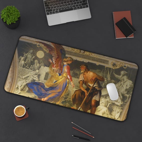 Angel and Farmer (Divine Grace on Human Works) Neoprene Desk Mat - Vatican - Ludwig Seitz