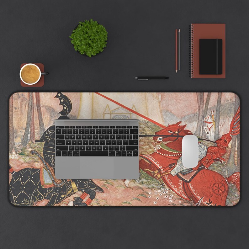 King Arthur: A Knightly Joust Neoprene Desk Mat & Mouse Pad - Arthurian Art Nouveau image 7