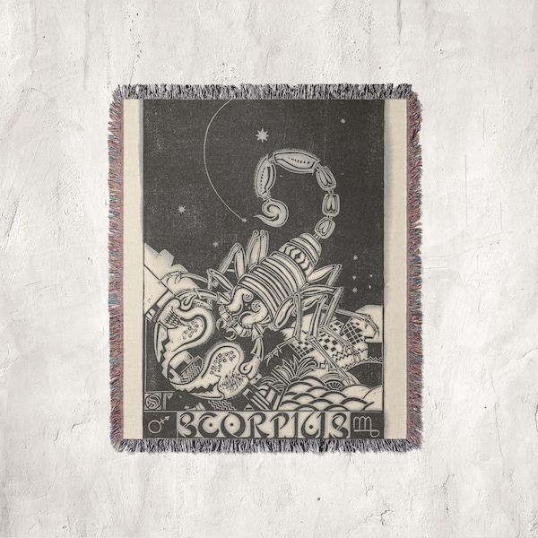 Scorpio, Henri Van Der Stok | Zodiac Blanket, Scorpio Blanket, Zodiac Tapestry, Scorpio Tapestry, Scorpio Horoscope, Zodiac Art, Occult Art