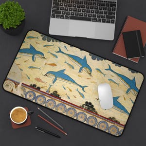 Minoisk delfinfresk Skrivbordsmatta och musmatta - Antik grekisk konst Marina djur