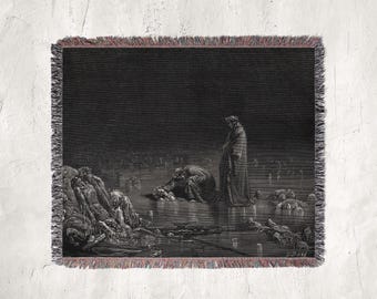 Traitors of Dante's Inferno Throw Blanket - Gustave Dore Engraving - 100% Cotton Tapestry