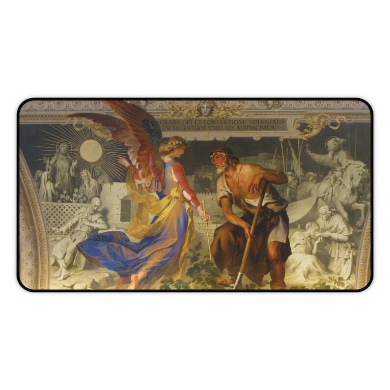 Angel and Farmer (Divine Grace on Human Works) Neoprene Desk Mat - Vatican - Ludwig Seitz image 3
