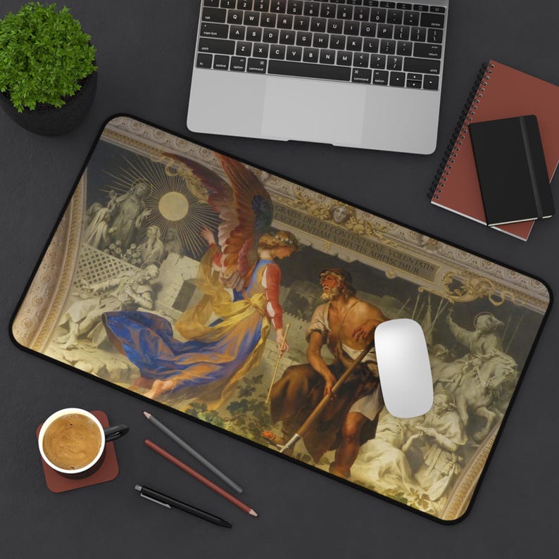 Angel and Farmer (Divine Grace on Human Works) Neoprene Desk Mat - Vatican - Ludwig Seitz image 9