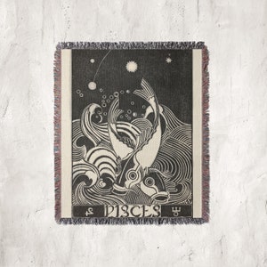 Pisces, Henri Van Der Stok |  Zodiac Blanket, Pisces Blanket, Zodiac Tapestry, Pisces Tapestry, Pisces Horoscope, Zodiac Art, Occult Art