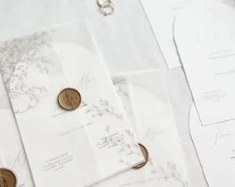 Vellum Wedding Invitation Set, Personalized Wedding Invitations, Luxury Wedding Invite, Engagement, Henna Invitation, Save the date cards