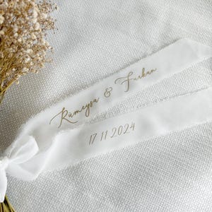 Gepersonaliseerd Bruidsboeket Lint | Boeketlint met Namen & Datum | Wedding Bouquet Ribbon