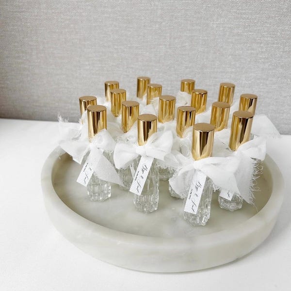 パーソナライズされたコロン香水結婚祝い｜高級婚約記念品｜イニシャルと日付入りミニガラスボトル