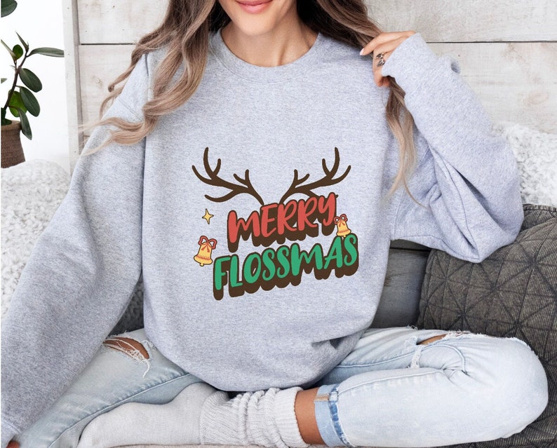 Merry Flossmas, Christmas Dental Squad Sweatshirt, Christmas Teeth Sweater, Dentist Christmas