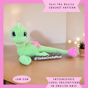 Tess the Nessie Monster Crochet Pattern-Low-sew-INTERMEDIATE level-english only