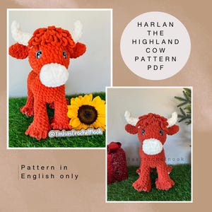 Harlan the Highland Cow-haakpatroon-alleen Engels-gemiddeld niveau