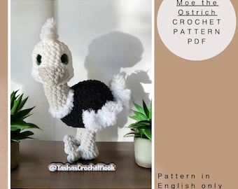 Moe the Ostrich Crochet Pattern-Low-sew-Intermediate level-ENGLISH ONLY