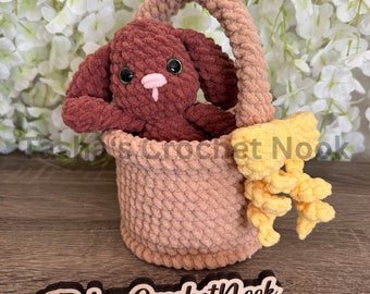 Mini bunny in a basket-handmade plushies