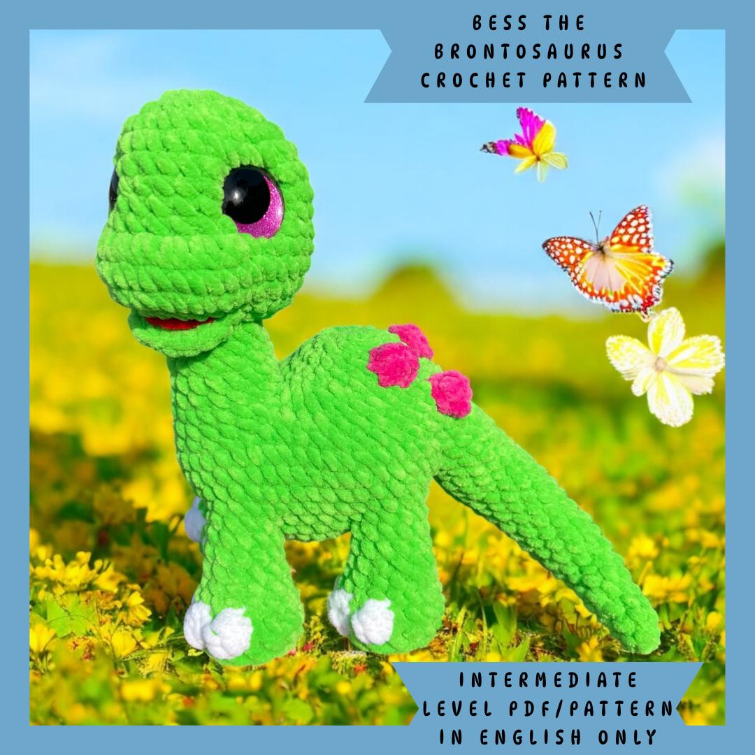 Bess the Brontosaurus Crochet Pattern-Low-sew-INTERMEDIATE level-english only
