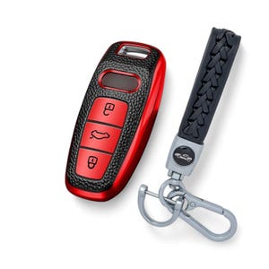 Car Key Case Fits Audi A3 A6 A7 A8 A8L Q8 E-Tron Q5 Q8 C8 RS6 RS7 with Keychain