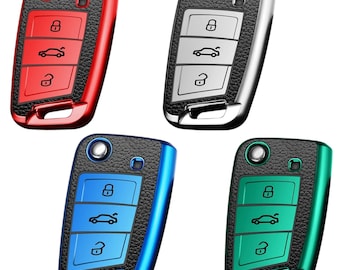 Sleutel Cover Voor VW Seat Skoda Case Afstandsbediening Fob Protector Shel Golf TPU Leer TL40