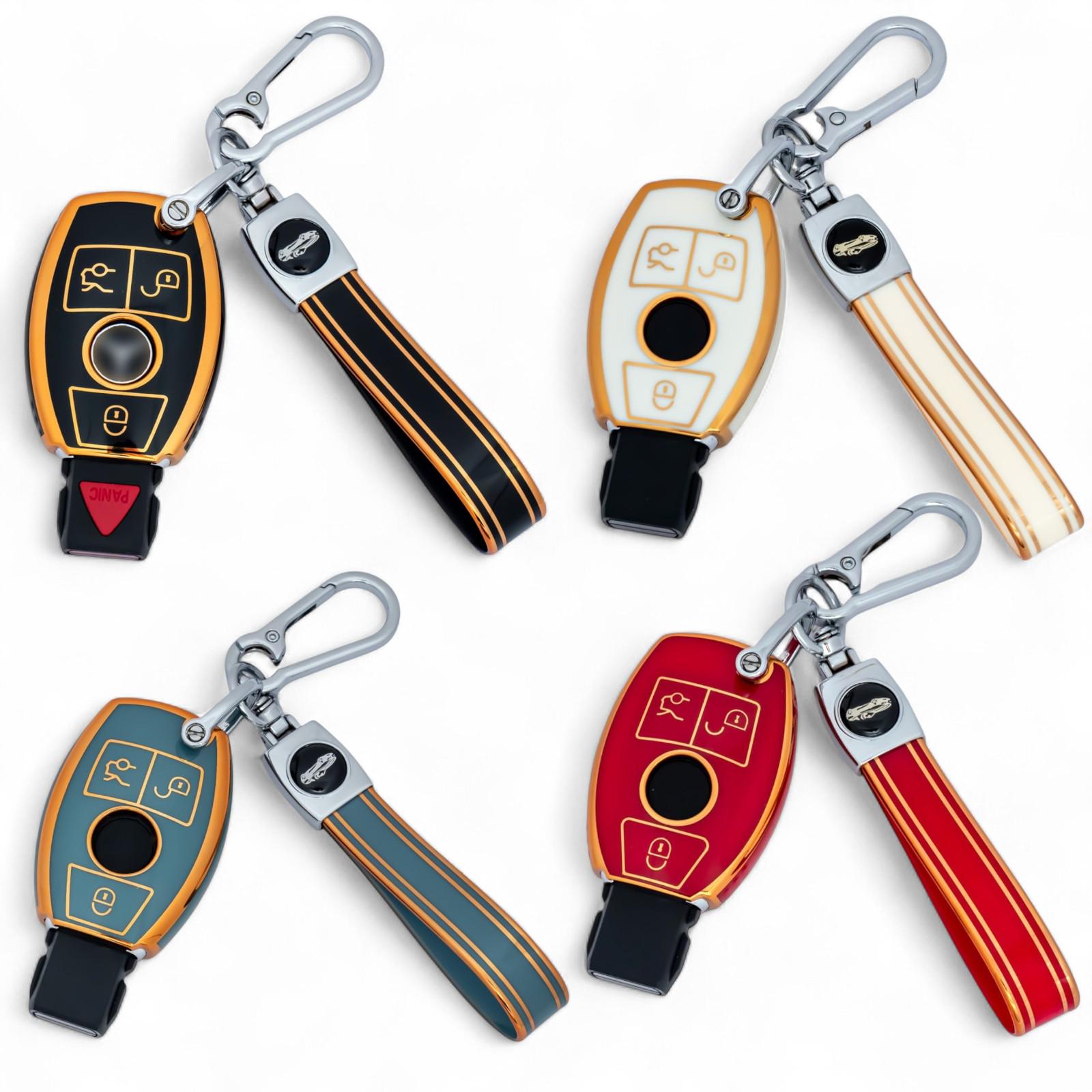 LED-Mafia Protective Car Key Cover For Mercedes W177 W247 – Gold Look / Blue / Red / Black / Pink / Rose