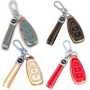 Key Case For Ford Fiesta Focus Mondeo C-Max Galaxy Fob Cover with Keychain