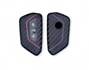 Car Key Cover For VW Golf 8 3 Button Car Key Case Cover Black Red Line