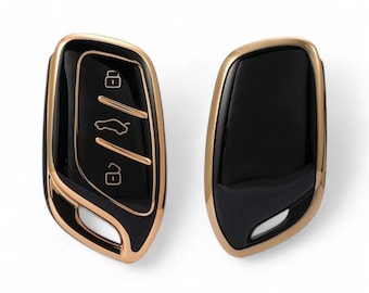 Funda de TPU para llave de coche compatible con MG ZS ev, Astor Smart Key (dorado y negro)