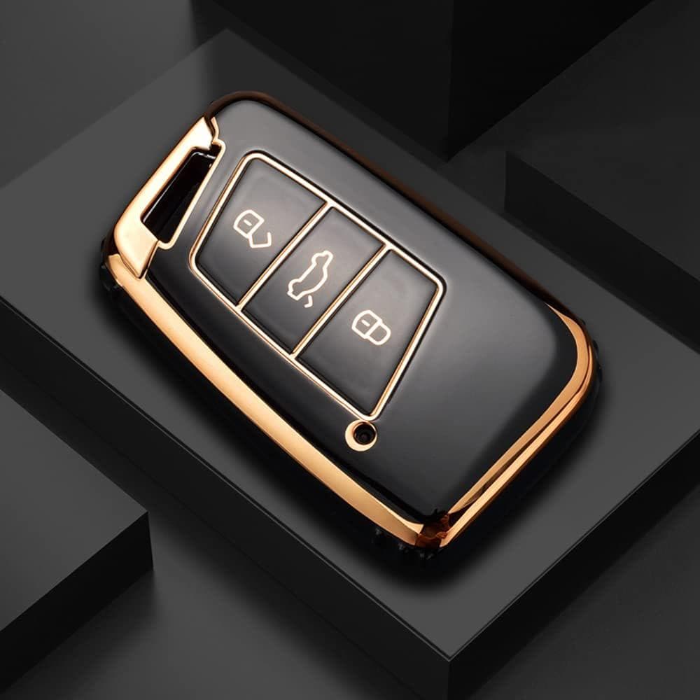 Car Key Fob Cover Compatible with VW Passat B8 CC Jetta Magotan B5 Skoda Superb A7 Kodiaq 3-Button Remote Key | TPU Protective Case