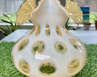 Pantalla de lámpara tipo globo Fenton Honeysuckle Coin Dot vintage de 3 pulgadas