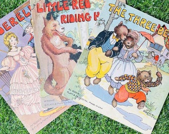 Libros antiguos de 1934: Cenicienta - Caperucita Roja - Los 3 Osos - Eulalie M Banks