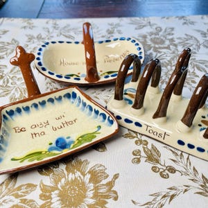 Set Of 3 Watcombe Torquay Devon Motto Ware Pottery - Toast Butter Preserves Jam