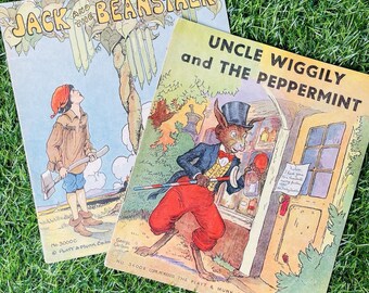 Libros antiguos de la década de 1930: Jack y las habichuelas mágicas - Tío Wiggily y La menta - Platt & Munk