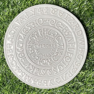 Vintage White Frankoma Pottery Sequoyah's Cherokee Alphabet Trivet 1828 7TR