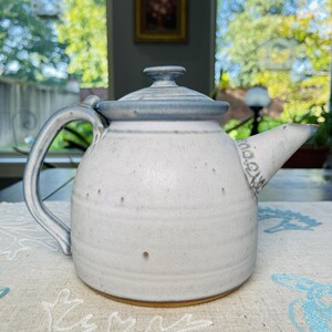 Studio Pottery Stoneware Teapot w/Lid Light Blue Gray Glaze Artist Signed