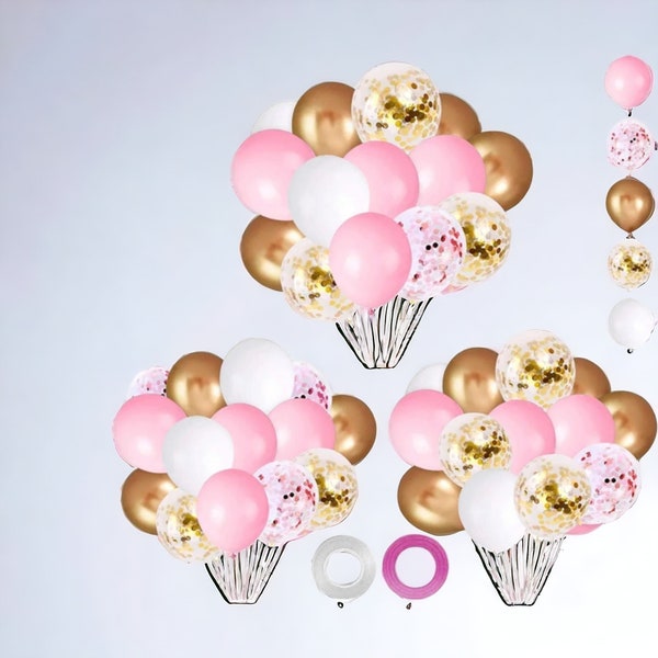 Chic Pink and Gold Balloon Kit - 62-Piece Party Decor Set for Memorable Celebrations
