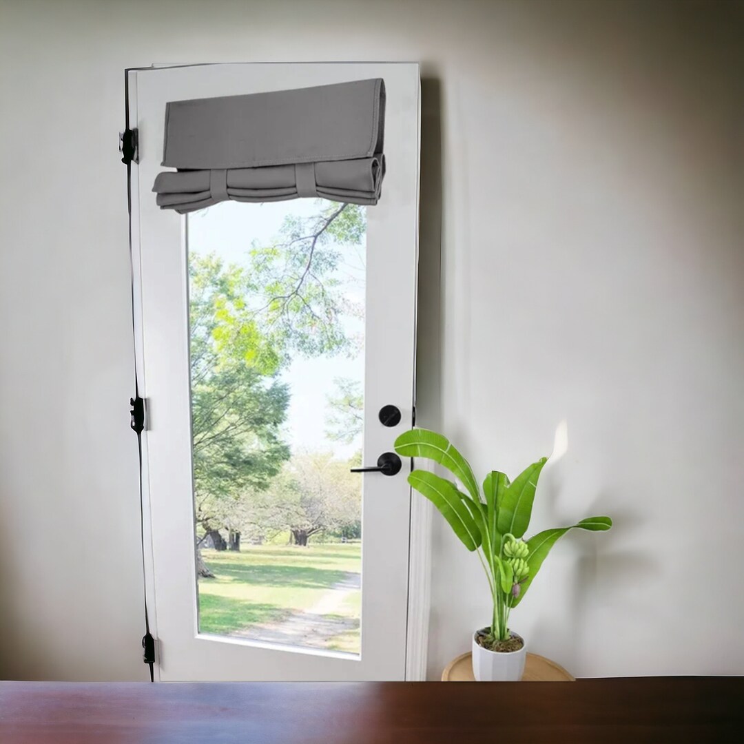 French Door Curtain Panel – 25"W X 70"L, Silky Feel, Thermal Insulated, Blackout Tie-Up Shade With Velcro, Bleach White