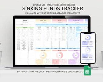 Sinking Funds Tracker Savings Tracker Spreadsheet for Google Sheets, Finance Planner, Sinking Funds Worksheet, Money Savings Template