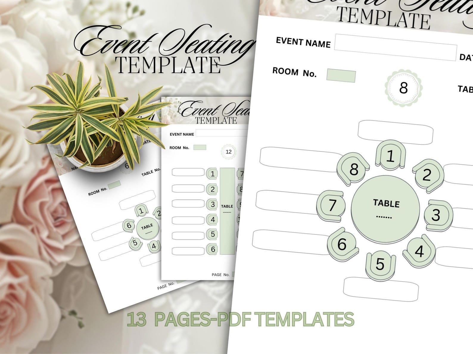 Printable Event Seating Chart Template, Wedding Table Seating ...