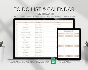 Takenlijst met vinkje, eenvoudige maandkalender, dagelijks schema, routinetaaktracker, takenplanner, Google Spreadsheets-spreadsheetsjabloon
