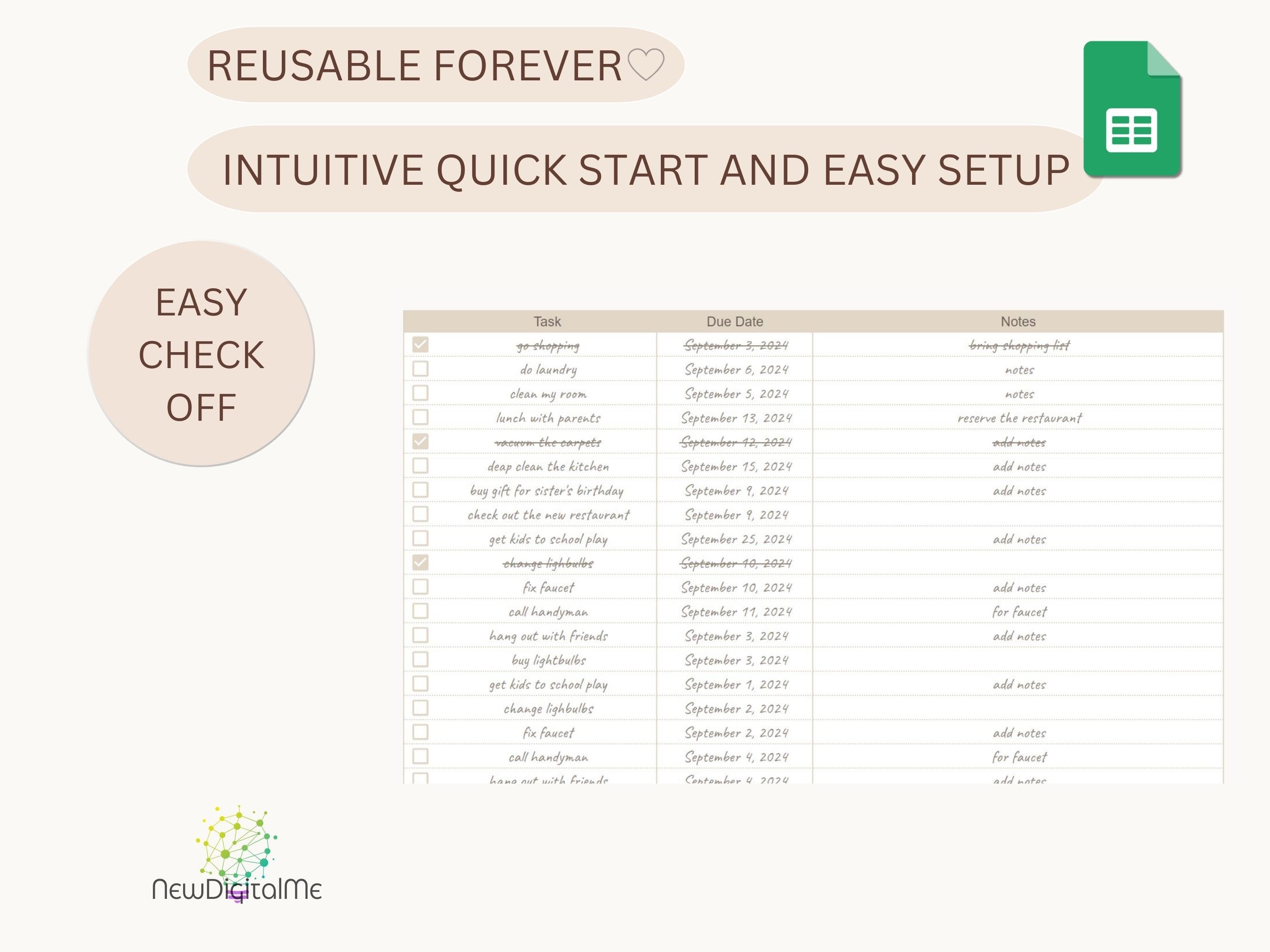 Checkmark to Do List, Easy Monthly Calendar, Daily Schedule, Routine ...