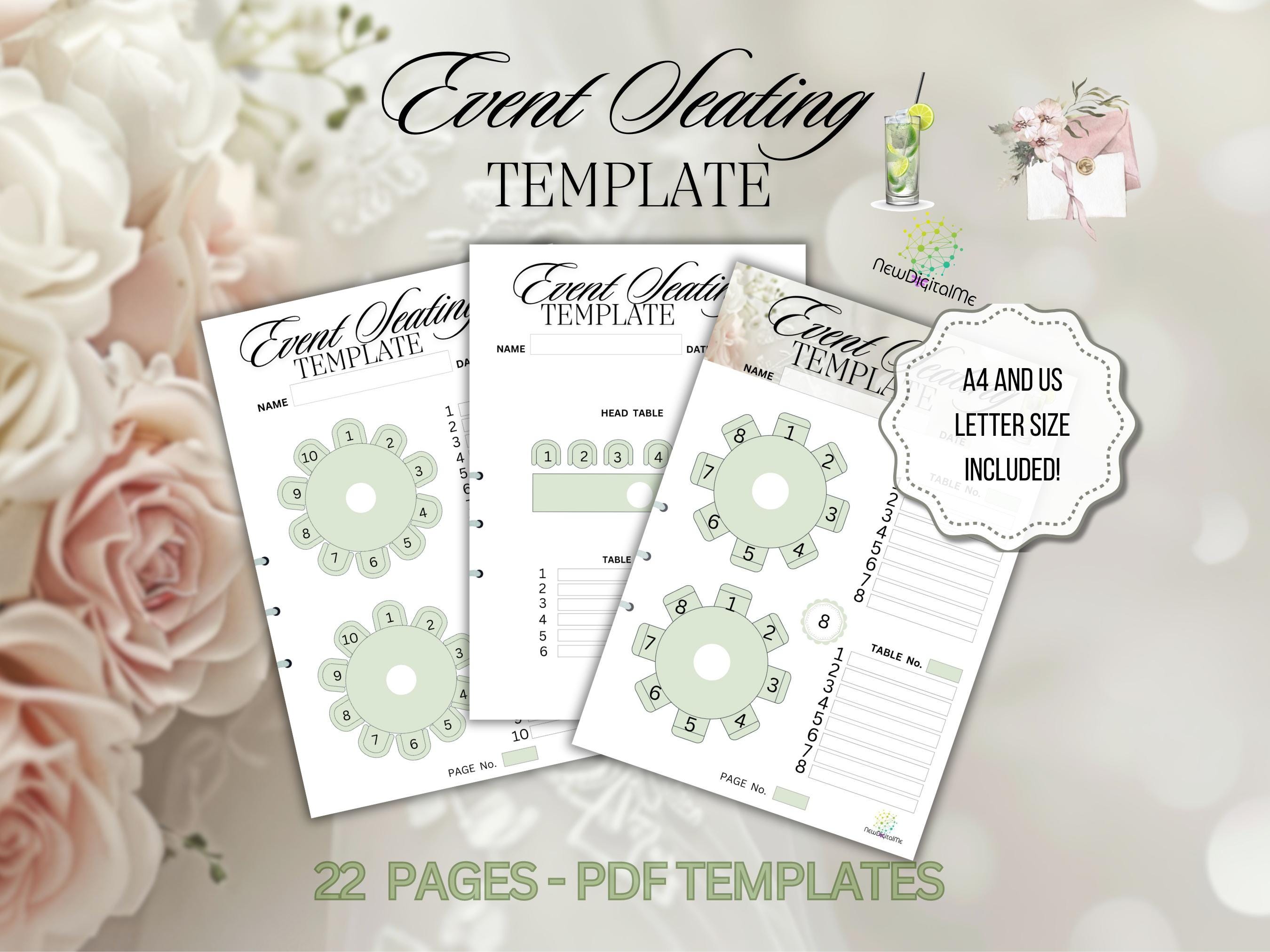 Printable Event Seating Chart Template, Wedding Table Seating ...