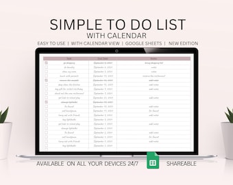 Eenvoudige takenlijst Eenvoudige maandkalender Dagelijks schema Routine Taaktracker Takenplanner Google Spreadsheets Spreadsheet Digitale sjabloon
