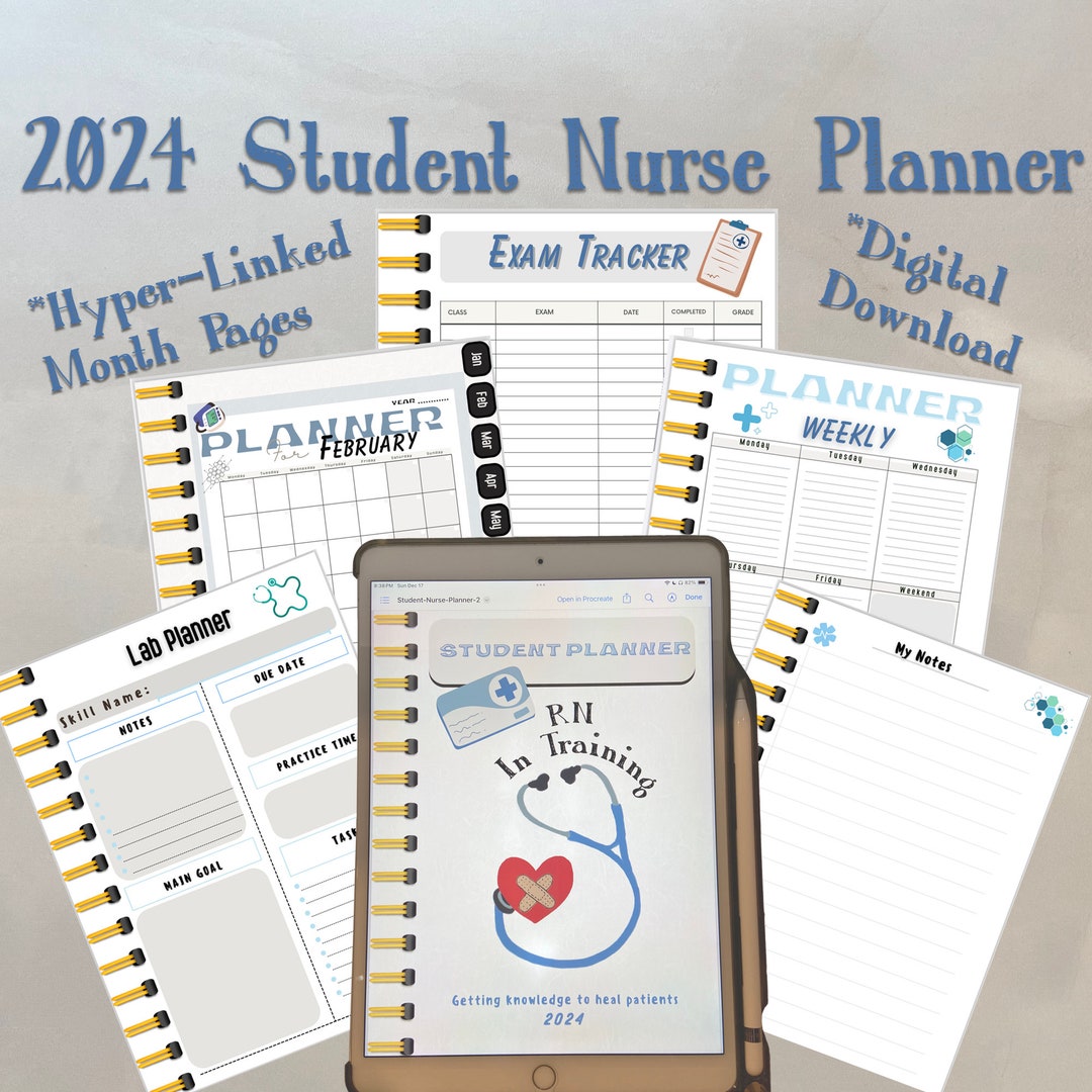 Nursing School Digital Planner 2024 Digital Student Planner Nursing Planner Student Digital