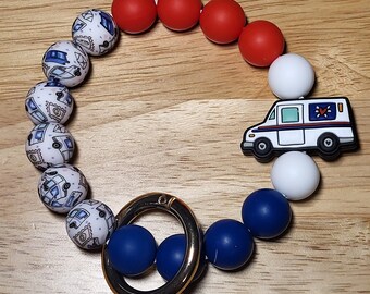 Mail Truck Happy Mail Beaded Wristlet Bracelet Spring O Ring Circle Clasp Included Key Holder Online Businesses Postal Workers