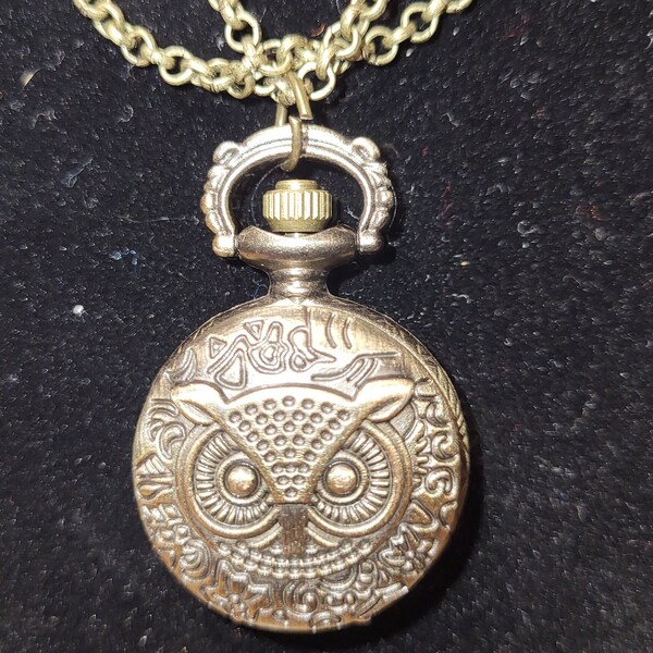 Working Owl Locket Watch Necklace Gift Box Included Prewrapped Battery Included