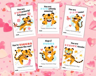 印刷可能なかわいいトラのキャンディーまたはギフトハガーバレンタイン